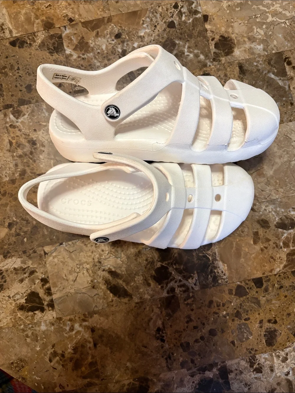 CROCS Kids' White Fisherman-Style Sandals
